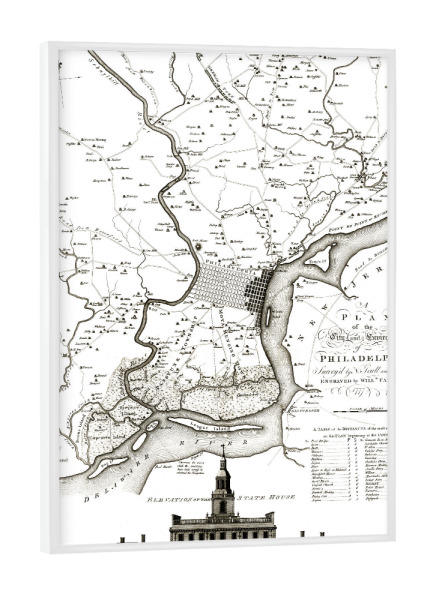 Poster mit weißem Rahmen "Philadelphia-Bildkarte-x" artboxONE - Architektur,Kartografie