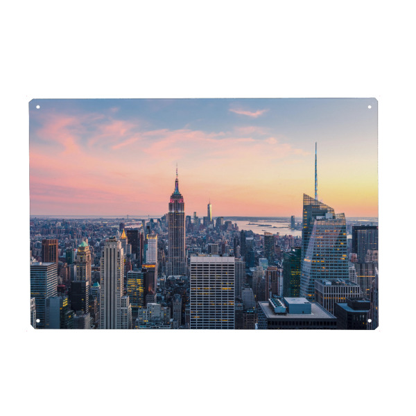 Metall Poster "New York City bei Sonnenuntergang" artboxONE - Städte / New York,Reise,Architektur