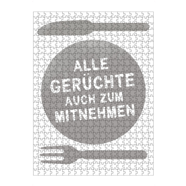 Puzzle Ravensburger "Gerüchte zum Mitnehmen I Set grau" artboxONE - Typografie,Essen & Trinken,Schwarzweiß,Lustig