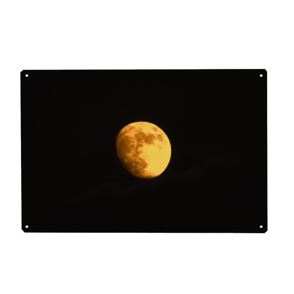 Holzbild "Blutmond" artboxONE - Natur - Mond,Vollmond,Blutmond,Nacht,Nachthimmel,Stern,Weltall,Himmelskörper,Orange,Gelb,Leuchten,Himmel,Dunkel