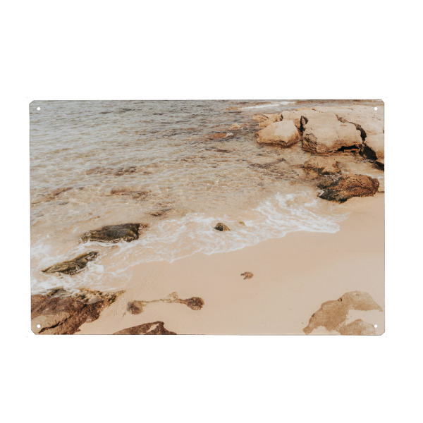 Metall Poster "Mellow Beach" artboxONE - Natur,Reise,Reise / Strand und Meer - Meer,Strand,Beach,Sea,Soft,Beige,Nude,Natur,Landschaft - Blechschild