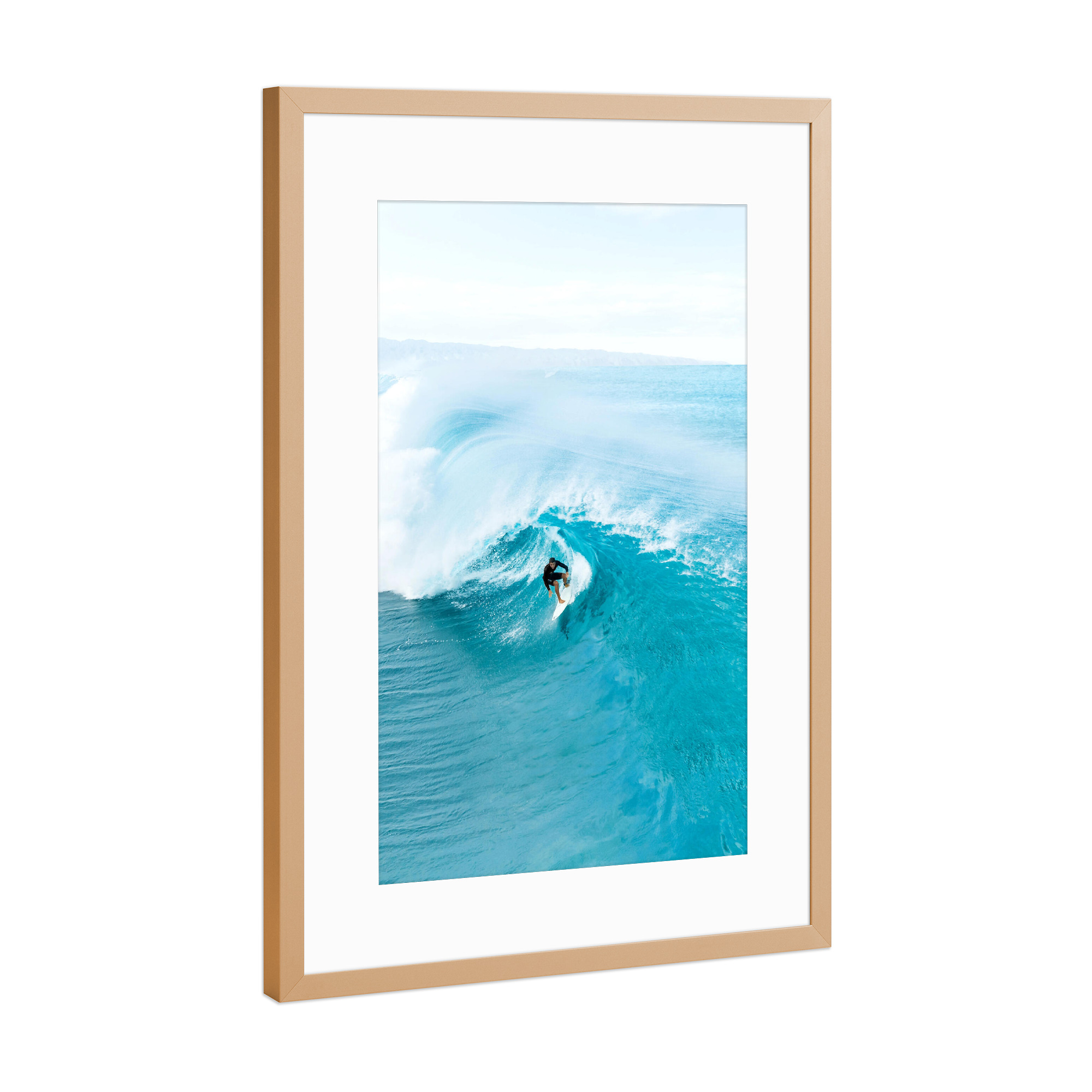 Poster mit Rahmen Kupfer "Bleib wellig" artboxONE - Natur,Menschen,Reise / Strand und Meer,Sport / Sommerspiele,Für Papa