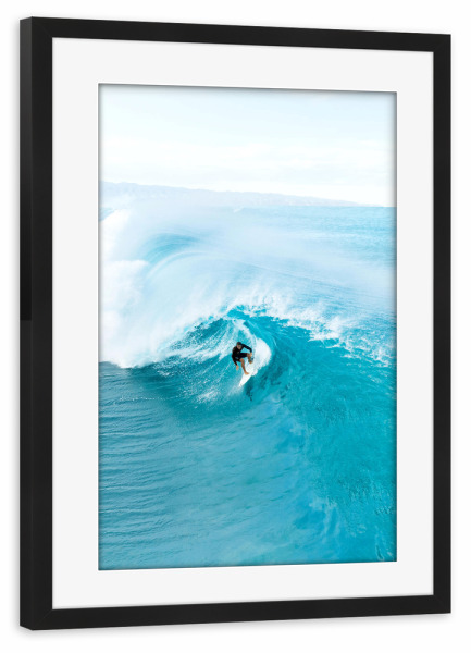 Poster mit Rahmen schwarz "Bleib wellig" artboxONE - Natur,Menschen,Reise / Strand und Meer,Sport / Sommerspiele,Für Papa