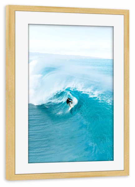 Poster mit Rahmen kiefer "Bleib wellig" artboxONE - Natur,Menschen,Reise / Strand und Meer,Sport / Sommerspiele,Für Papa