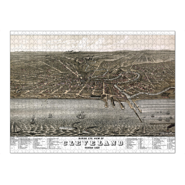Puzzle Ravensburger "Alte Karte von Cleveland - Ohio-m" artboxONE - Kartografie