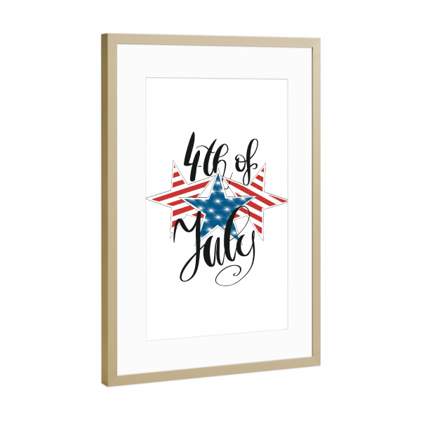 Poster mit Rahmen Gold "4. Juli" artboxONE - Festivals,Lustig