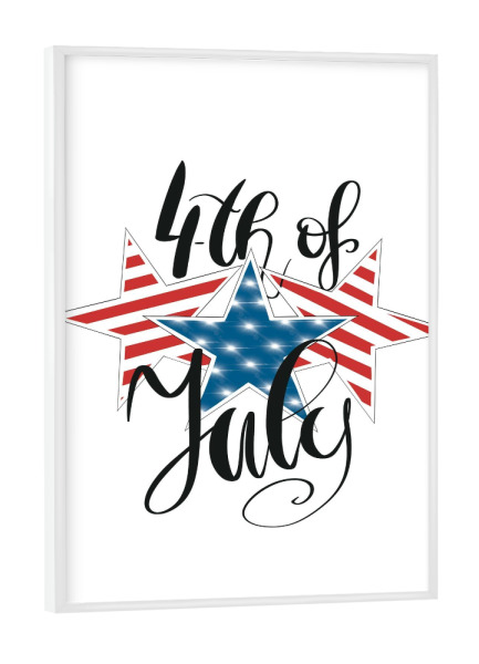 Poster mit weißem Rahmen "4. Juli" artboxONE - Festivals,Lustig