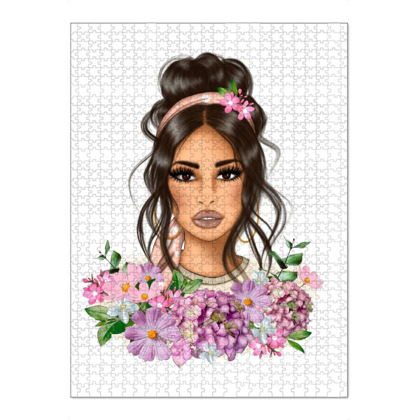 Puzzle Ravensburger "Blumenmädchen bunt" artboxONE - Floral,Fashion,Für Mama,Lustig