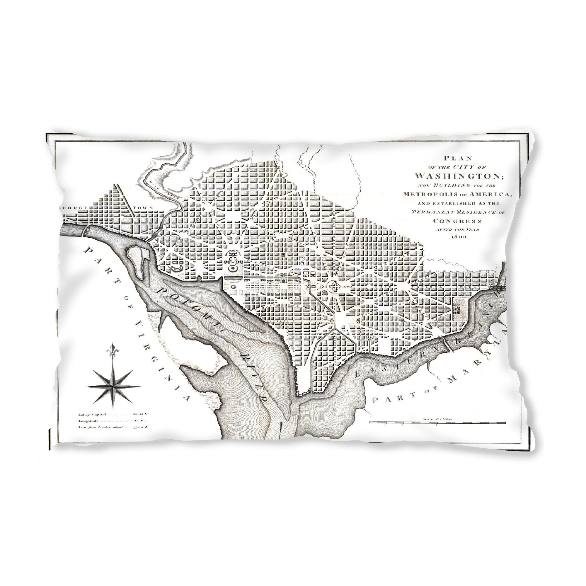 Design-Kissen "Old map washington" artboxONE - Städte,Kartografie