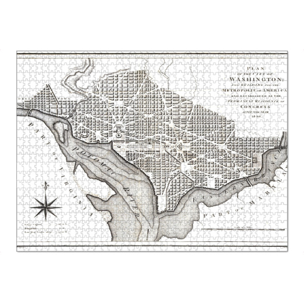 Puzzle Ravensburger "Old map washington" artboxONE - Städte,Kartografie
