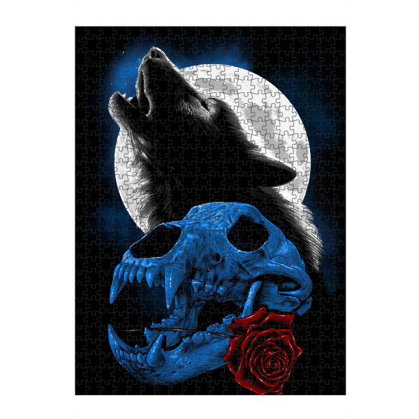 artboxONE Puzzle "Wolf heult unter dem Mond" artboxONE - Tiere - Wolf,Skelett,Schädel,Hund,Haustier,Mond,Vollmond,Blume,Tier,Natur,Wald,Tierwelt