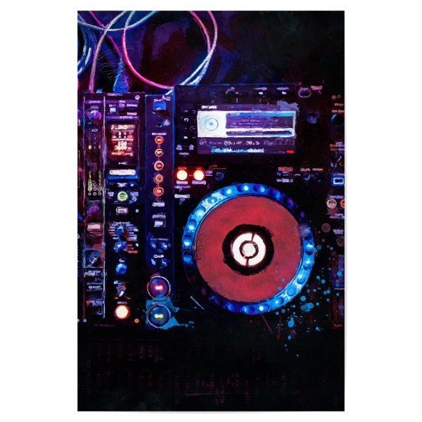 Poster 30x20 cm "DJ Set Musik Aquarellkunst" artboxONE - Musik - Musiker,Dj,Dj-set,Konsole,Musik,Aufzeichnung,Aquarell,Ton