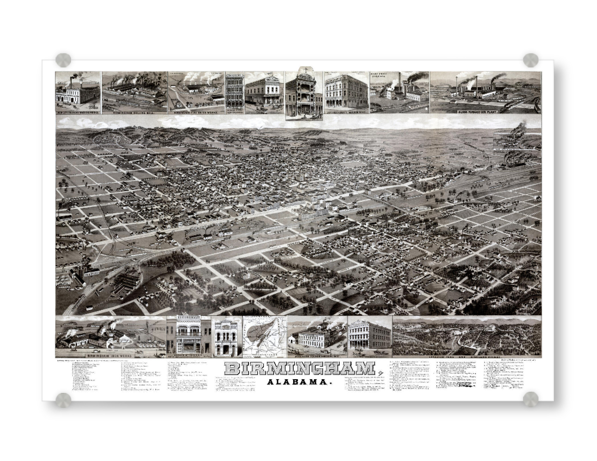 Acrylglasbild "Antique map of Birmingham" artboxONE - Kartografie