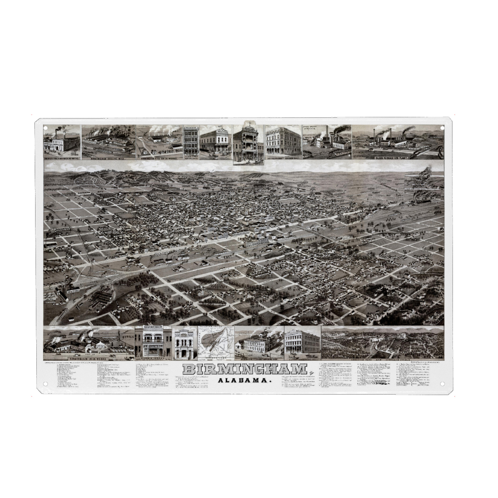 Metall Poster "Antique map of Birmingham" artboxONE - Kartografie