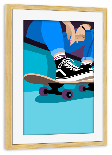 Poster mit Rahmen kiefer "Skater Girl mit Vans" artboxONE - Menschen