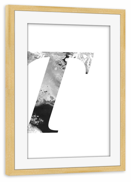Poster mit Rahmen kiefer "Buchstabe Alphabet T" artboxONE - Typografie,Schwarzweiß,Buchstaben,Buchstaben / T
