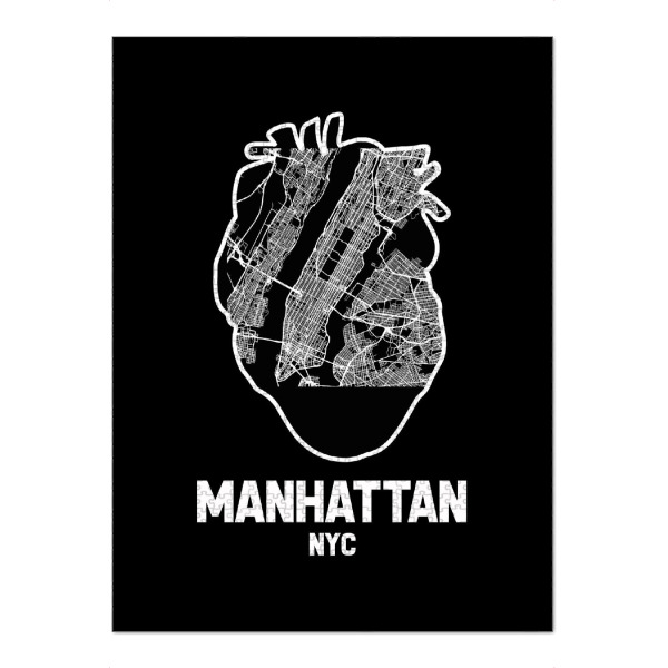 Puzzle Ravensburger "Manhattan New York Herzkarte" artboxONE - Städte / New York,Reise,Kartografie