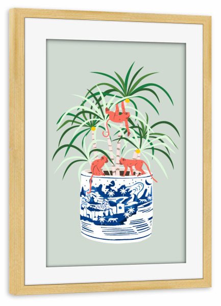 Poster mit Rahmen kiefer "Tropischer Bonsai" artboxONE - Tiere