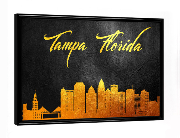 Poster mit schwarzem Rahmen "Tampa Florida Gold-Skyline" artboxONE - Städte - Tampa,Florida,Gold,Skyline,Stadt