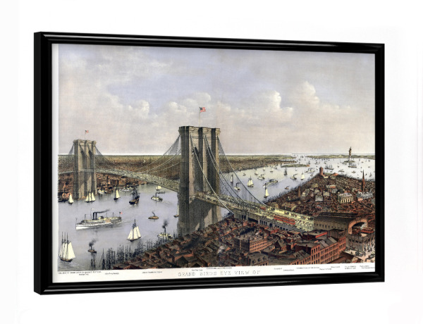 Poster mit schwarzem Rahmen "Flusskarte von New York" artboxONE - Architektur,Kartografie