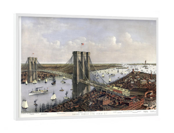 Poster mit weißem Rahmen "Flusskarte von New York" artboxONE - Architektur,Kartografie