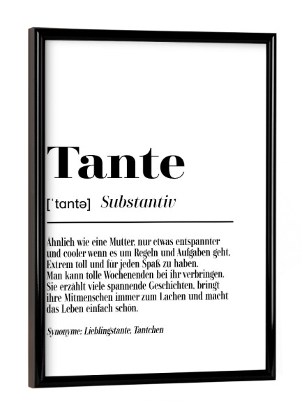 Poster mit schwarzem Rahmen "Tante Definition" artboxONE - Typografie,Schwarzweiß,Für Mama