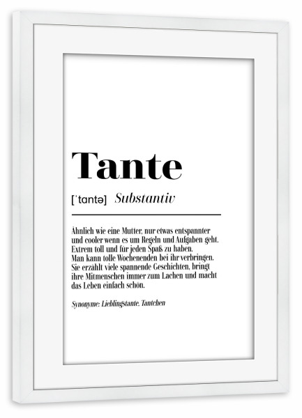 Poster mit Rahmen weiß "Tante Definition" artboxONE - Typografie,Schwarzweiß,Für Mama