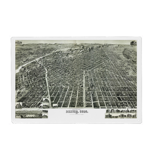 Metall Poster "Karte von Denver" artboxONE - Kartografie