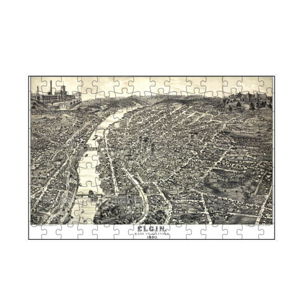 artboxONE Puzzle "Map Elgin, Illinois" artboxONE - Kartografie - Karte,Retro,Jahrgang,Bildlich,Alt,Farbe,Flach,Weltkarte,Reise,Elgin - Bild karte