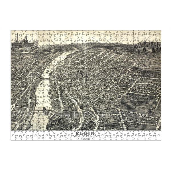 Puzzle Ravensburger "Map Elgin, Illinois" artboxONE - Kartografie - Karte,Retro,Jahrgang,Bildlich,Alt,Farbe,Flach,Weltkarte,Reise,Elgin - Bild karte