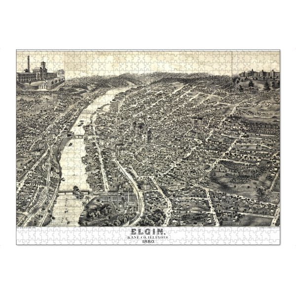 Puzzle Ravensburger "Map Elgin, Illinois" artboxONE - Kartografie - Karte,Retro,Jahrgang,Bildlich,Alt,Farbe,Flach,Weltkarte,Reise,Elgin - Bild karte