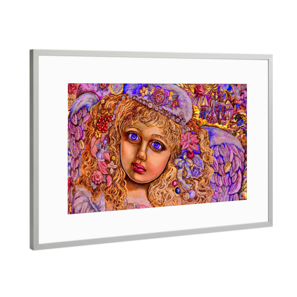 Poster mit Rahmen Silber "Weihnachtlicher Engel" artboxONE - Weihnachten - Engel,Weihnachten l,Licht,Phantasie,Religion