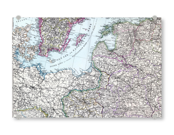 Acrylglasbild "Alte Karte von Baltikum" artboxONE - Kartografie - Karte,Plan,Antik,Retro,Alt,Karten,Karte der welt,Illustration,Baltikum,Europa