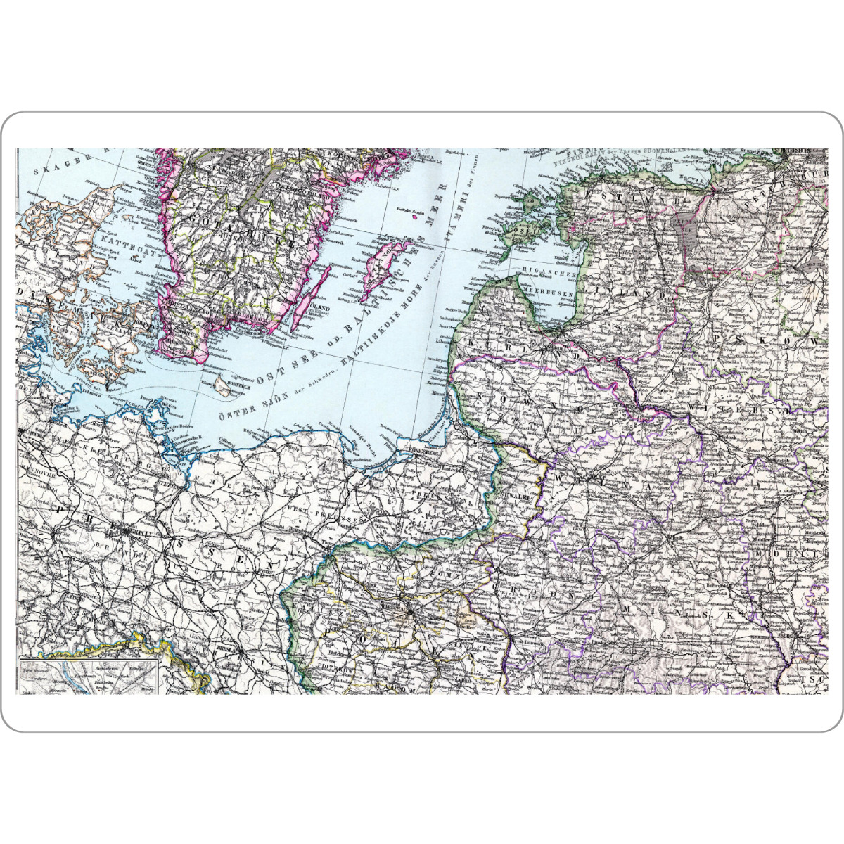 Tischset "Alte Karte von Baltikum" artboxONE - Kartografie - Karte,Plan,Antik,Retro,Alt,Karten,Karte der welt,Illustration,Baltikum,Europa