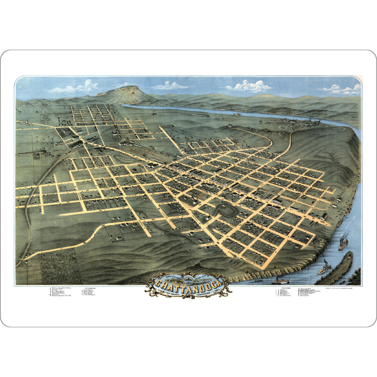 Tischset "Alte Karte von Tennessee" artboxONE - Natur,Kartografie
