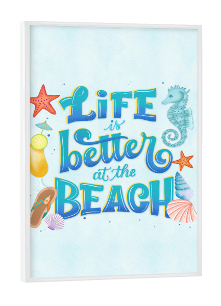 Poster mit weißem Rahmen "Sommer, Strand und das Meer" artboxONE - Typografie,Tiere,Lustig