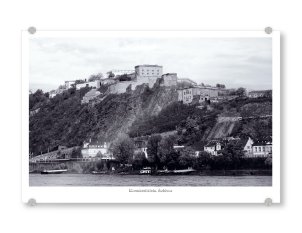 Acrylglasbild "Festung Ehrenbreitstein" artboxONE - Städte,Reise,Schwarzweiß,Reise / Länder