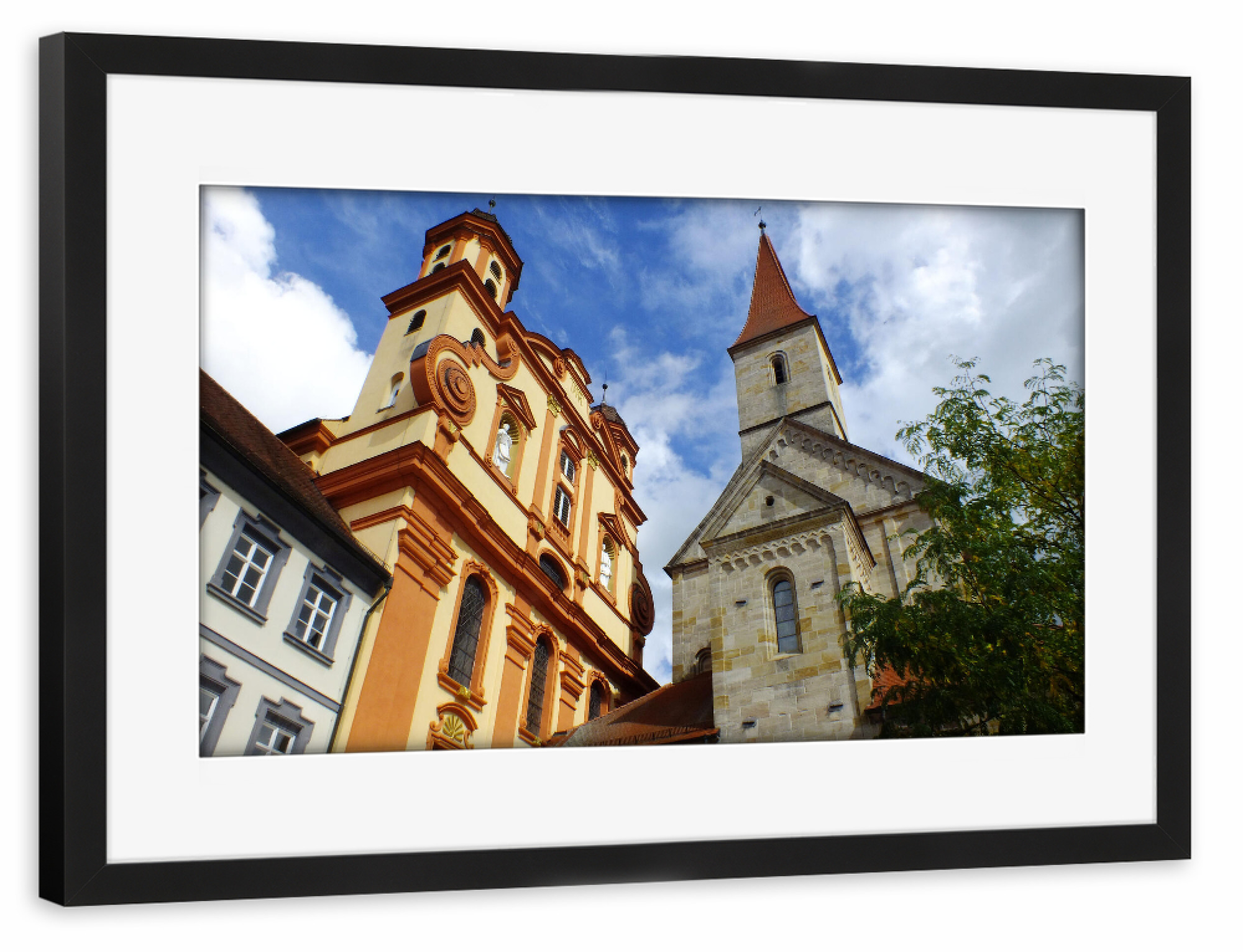 Poster mit Rahmen schwarz "Stadtkirche Ellwangen" artboxONE - Städte,Reise,Architektur,Reise / Länder