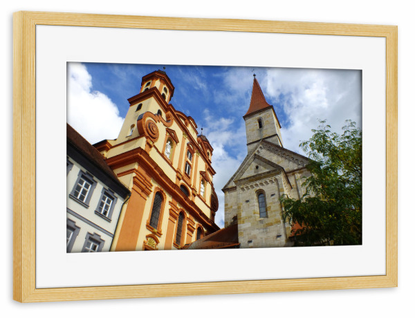 Poster mit Rahmen kiefer "Stadtkirche Ellwangen" artboxONE - Städte,Reise,Architektur,Reise / Länder