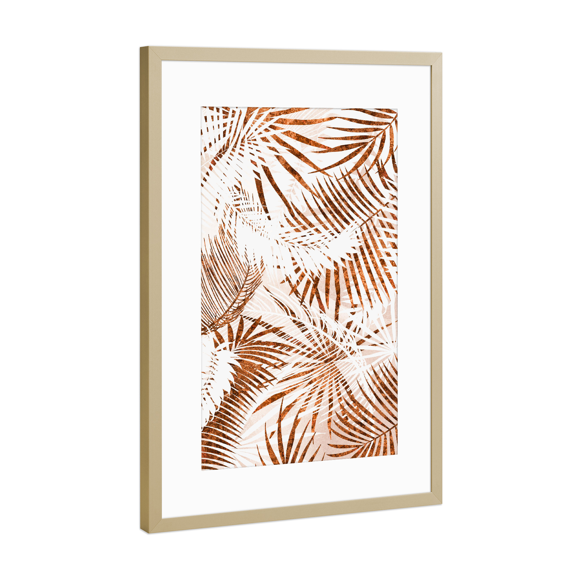 Poster mit Rahmen Gold "Kupfer Palme" artboxONE - Natur,Floral