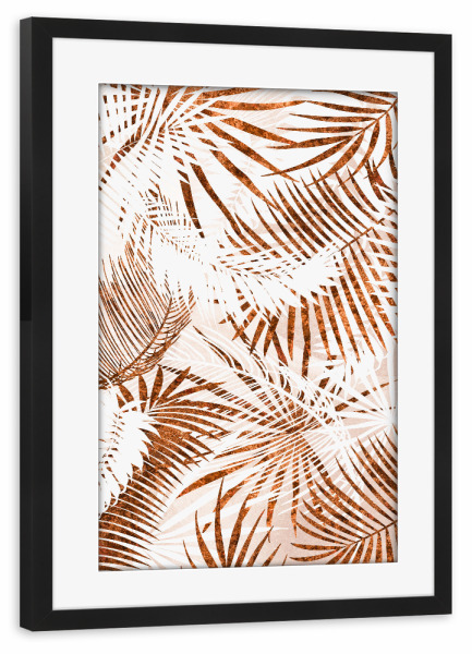 Poster mit Rahmen schwarz "Kupfer Palme" artboxONE - Natur,Floral