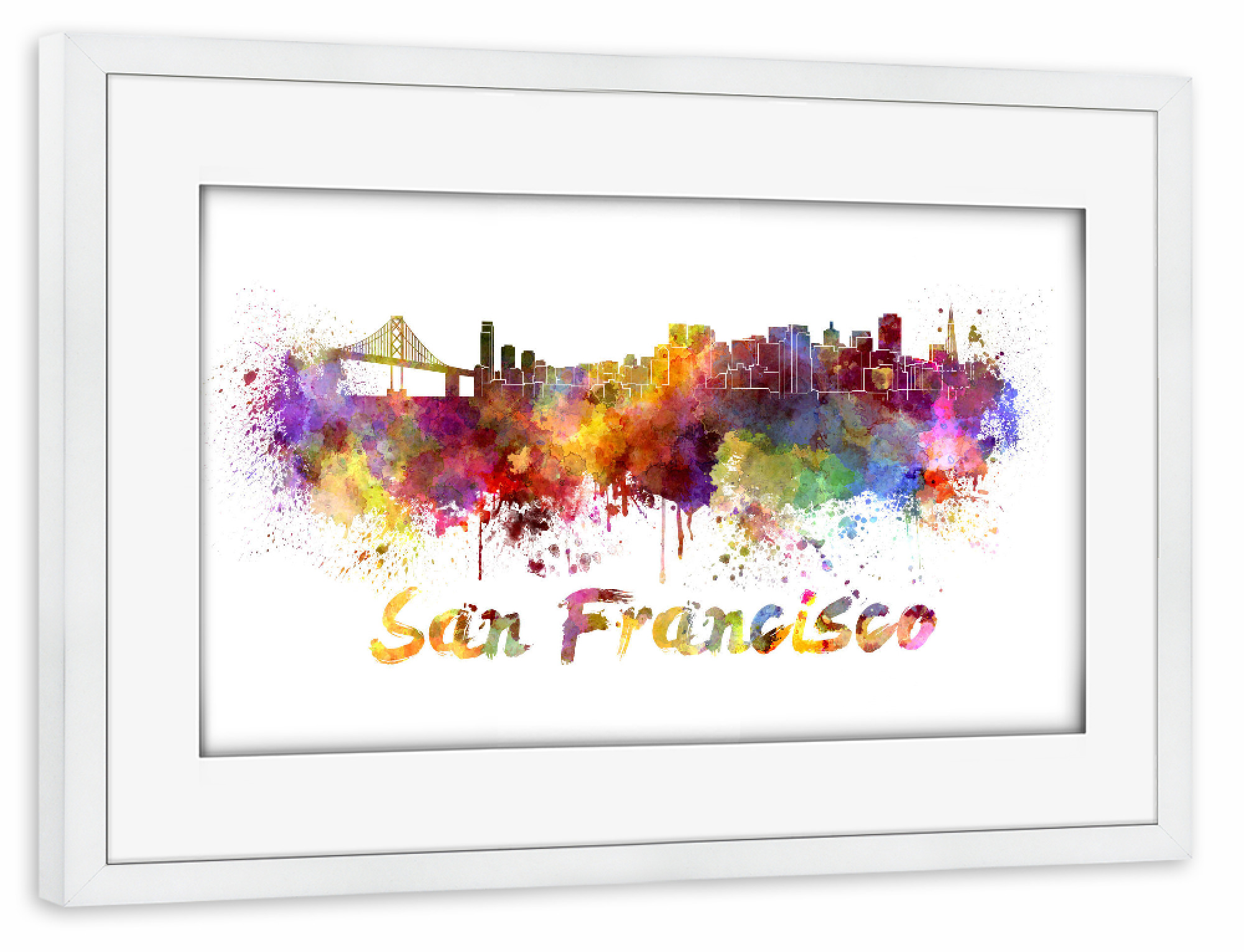 Poster mit Rahmen weiß "Skyline von SAN FRANCISCO-l" artboxONE - Städte,Abstrakt,Architektur