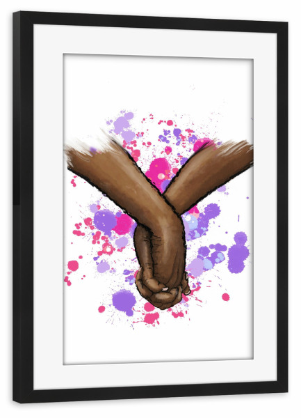 Poster mit Rahmen schwarz "Hands Together | African American" artboxONE - Abstrakt,Menschen,Liebe,Für Mama,Für Papa