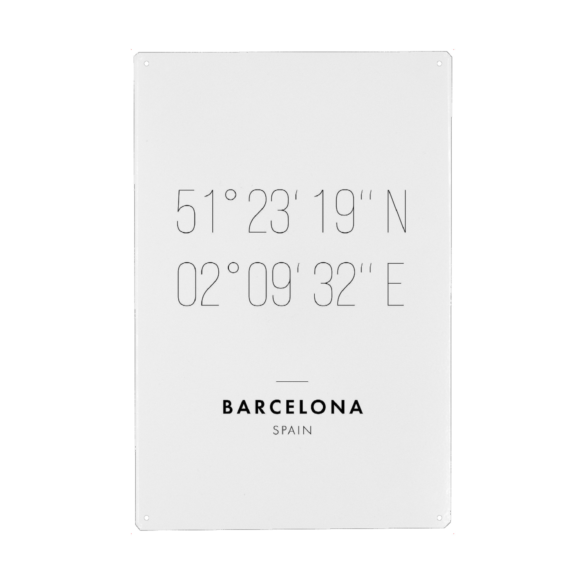 Metall Poster "Koordinaten Barcelona" artboxONE - Städte,Reise,Schwarzweiß,Städte / Barcelona,Kartografie
