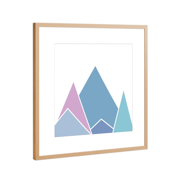 Poster mit Rahmen Kupfer "Abstrakte Berge blau" artboxONE - Abstrakt - Illustration,Abstrakt,Abstract,Berg,Mountain,Art,Blue