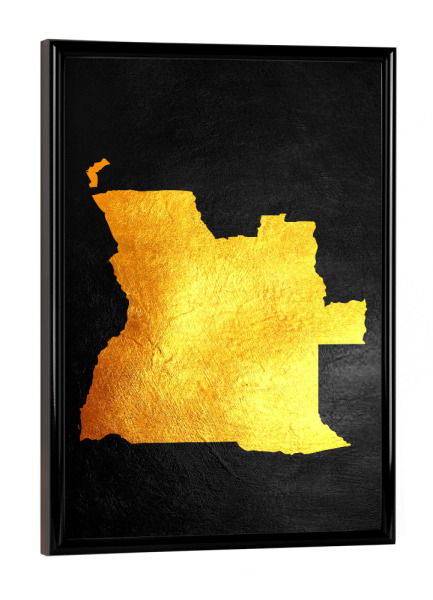 Poster mit schwarzem Rahmen "Angola Goldkarte" artboxONE - Reise / Länder - Angola,Gold,Karte