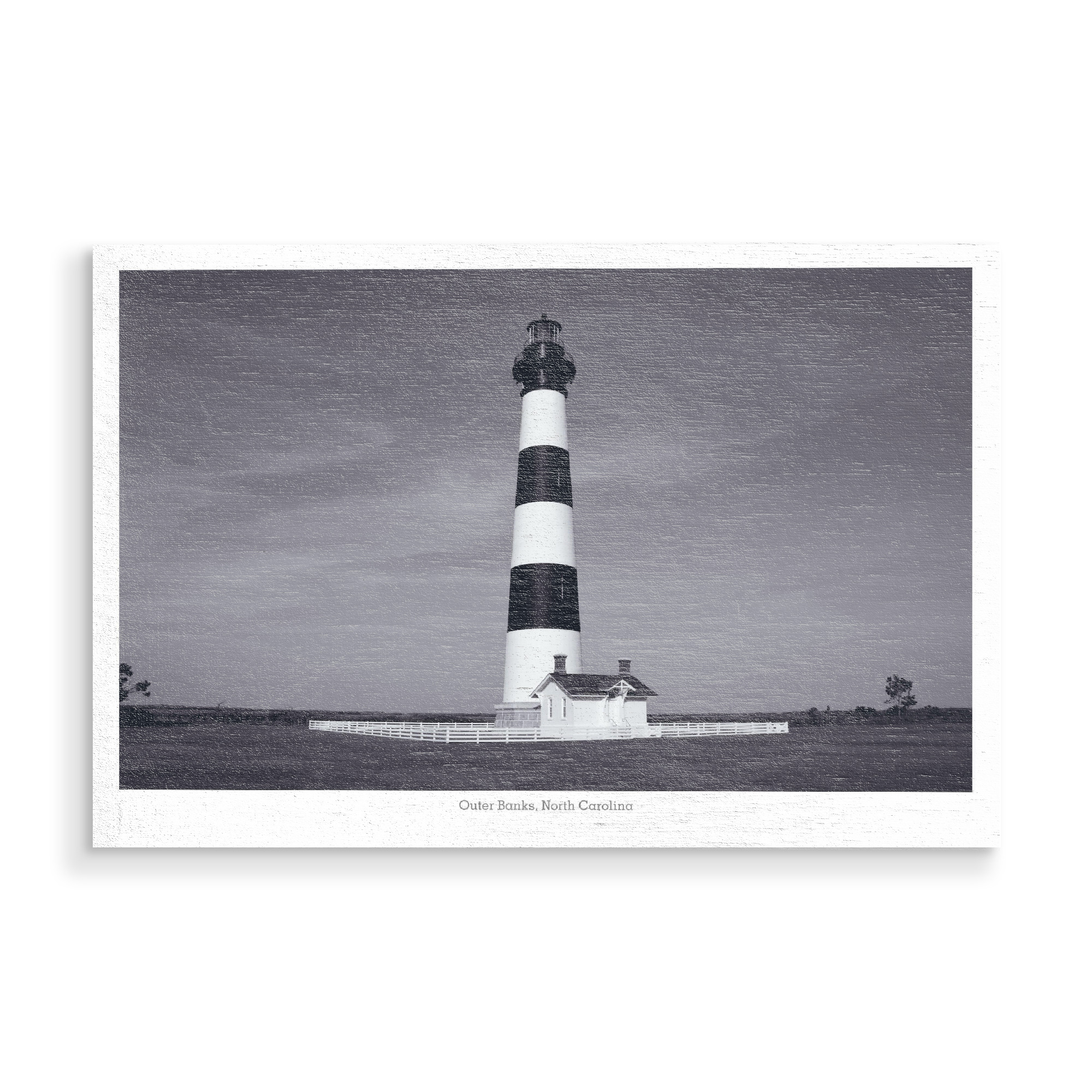 Holzbild "Bodie Light, Outer Banks, NC" artboxONE - Reise,Schwarzweiß,Architektur,Reise / Strand und Meer,Reise / Länder