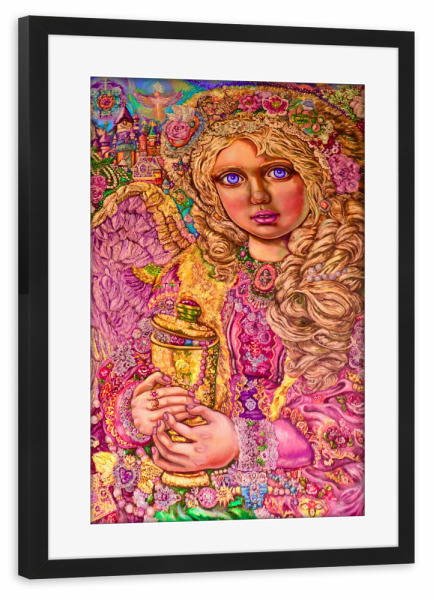Poster mit Rahmen schwarz "Weihnachtsengel bunt" artboxONE - Menschen,Weihnachten - Engel,Weihnachten,Juwel,Fantasie,Religion,Bunt