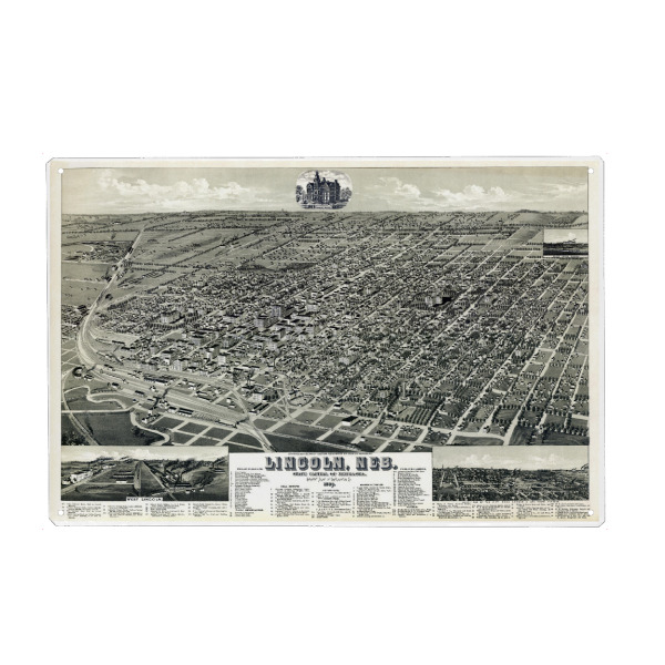 Metall Poster "Vogelperspektive von Lincoln" artboxONE - Kartografie