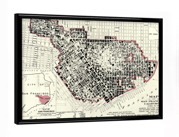 Poster mit schwarzem Rahmen "Karte von San Francisco" artboxONE - Kartografie